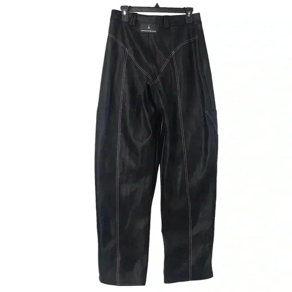 Manière De Voir Pants Womens 8 Black Faux Leather Cargo Moto Y2K Streetwear - Picture 13 of 16